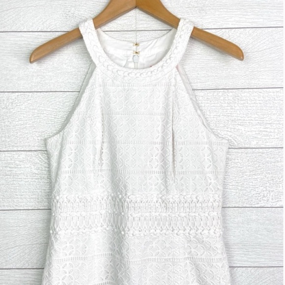 Lilly Pulitzer Ashlyn Shift Dress White Eyelet Beaded Sleeveless 10 - Picture 7 of 8